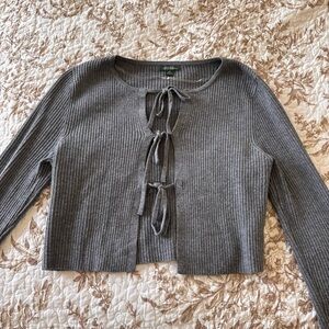 Gray Ribbed Knit Top